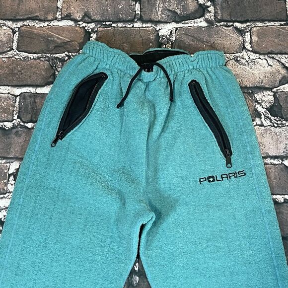 Vintage Polaris Polartec Blue Teal Fleece Sweatpants Snowmobile USA RARE Size M - Picture 5 of 13